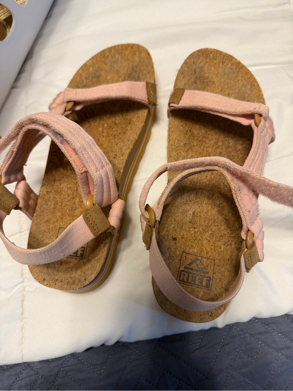 Reef Kids Pink Cork Footbed Strap Sandals